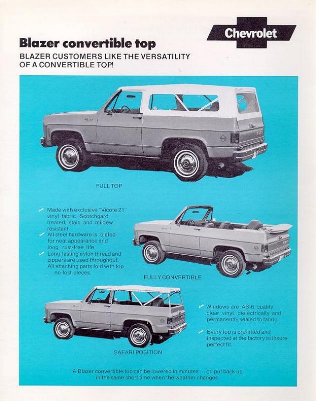 1969 Chevrolet Blazer Convertible Top Brochure Page 1